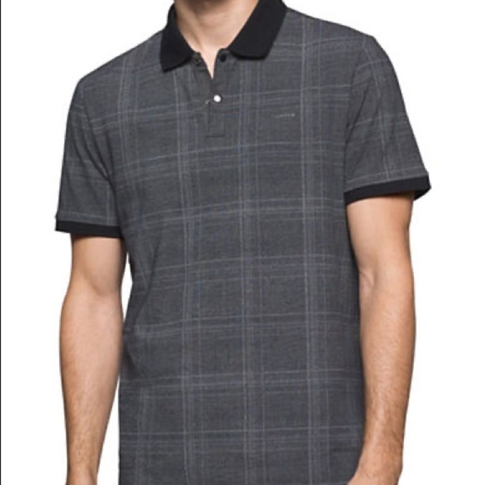 Calvin Klein Classic Fit Check Polo Shirt-grey-medium